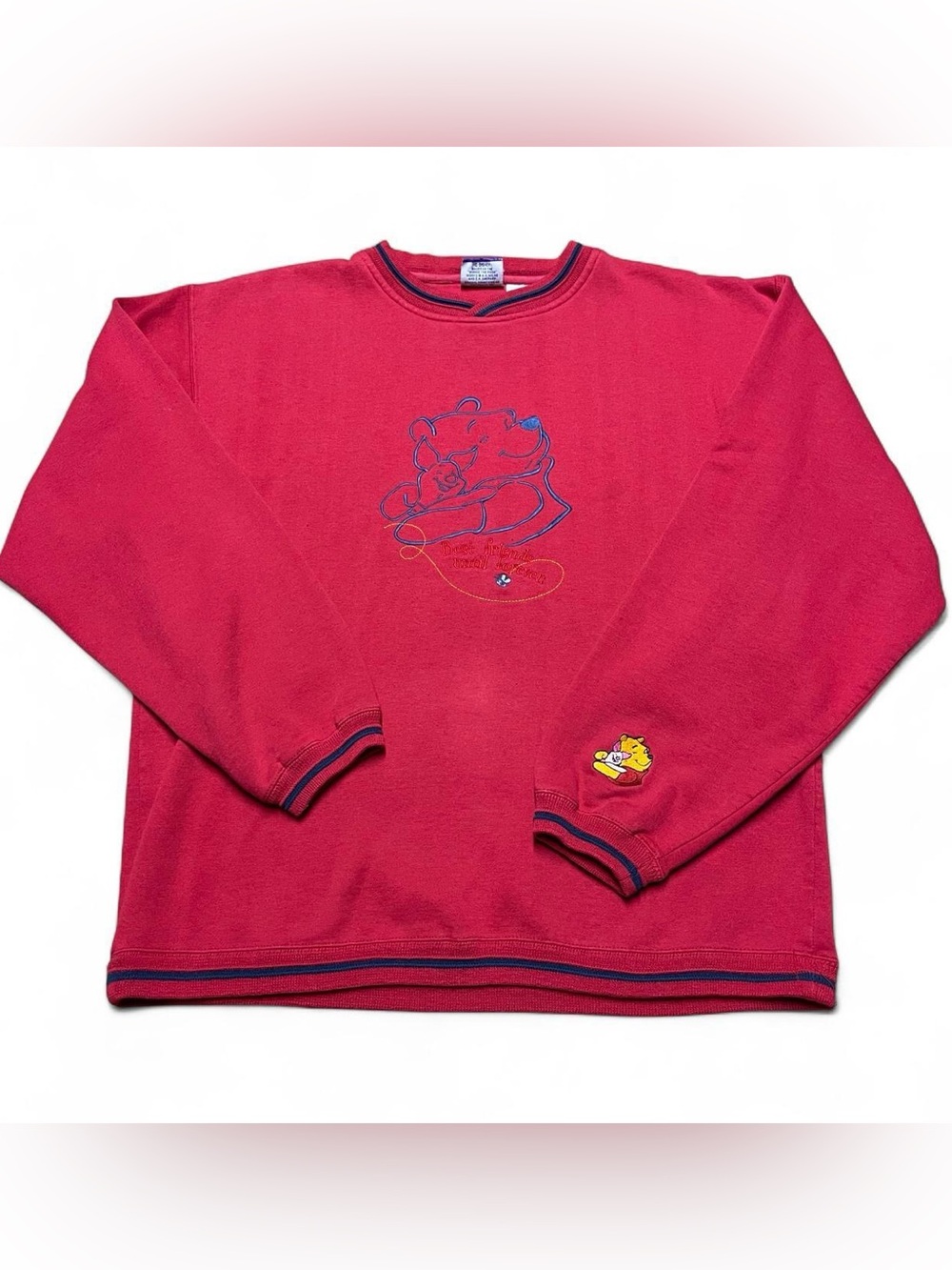 Vintage Disney Pooh Sweatshirt Size Medium Red Blue Crewneck 100 Acre Collection